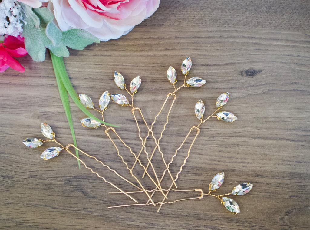 Crystal Hair pins Bridal hair pins Crystal Wedding hair pins Gold Bridal hair pins Silver Wedding hair pins Bridesmaids hair pins Crystal
