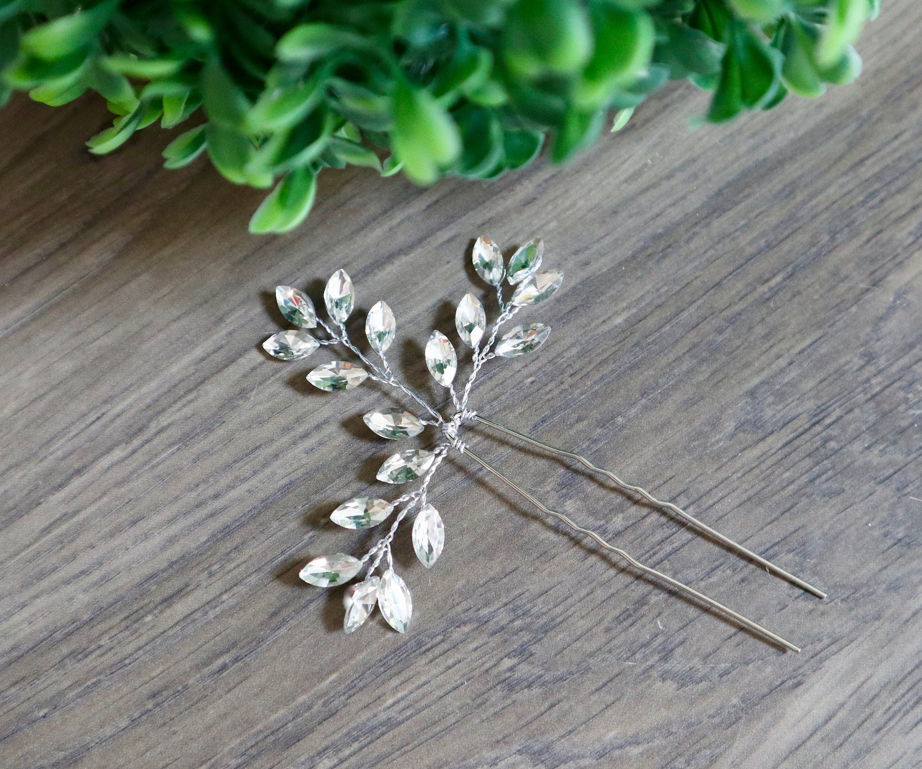 Crystal Hair Pins Something blue Bridal Hair pins Bridal Wedding Hair Accessories Something blue Hair pins Bridesmaids Gift Silver Hair Pins