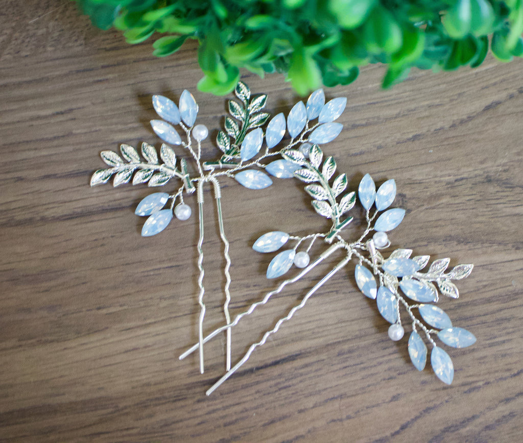 Bridal Hair Pin Something blue Bridal Hair pin Bridal Wedding Hair Accessories Something blue Hair pins Silver Bridal Hair Accessories