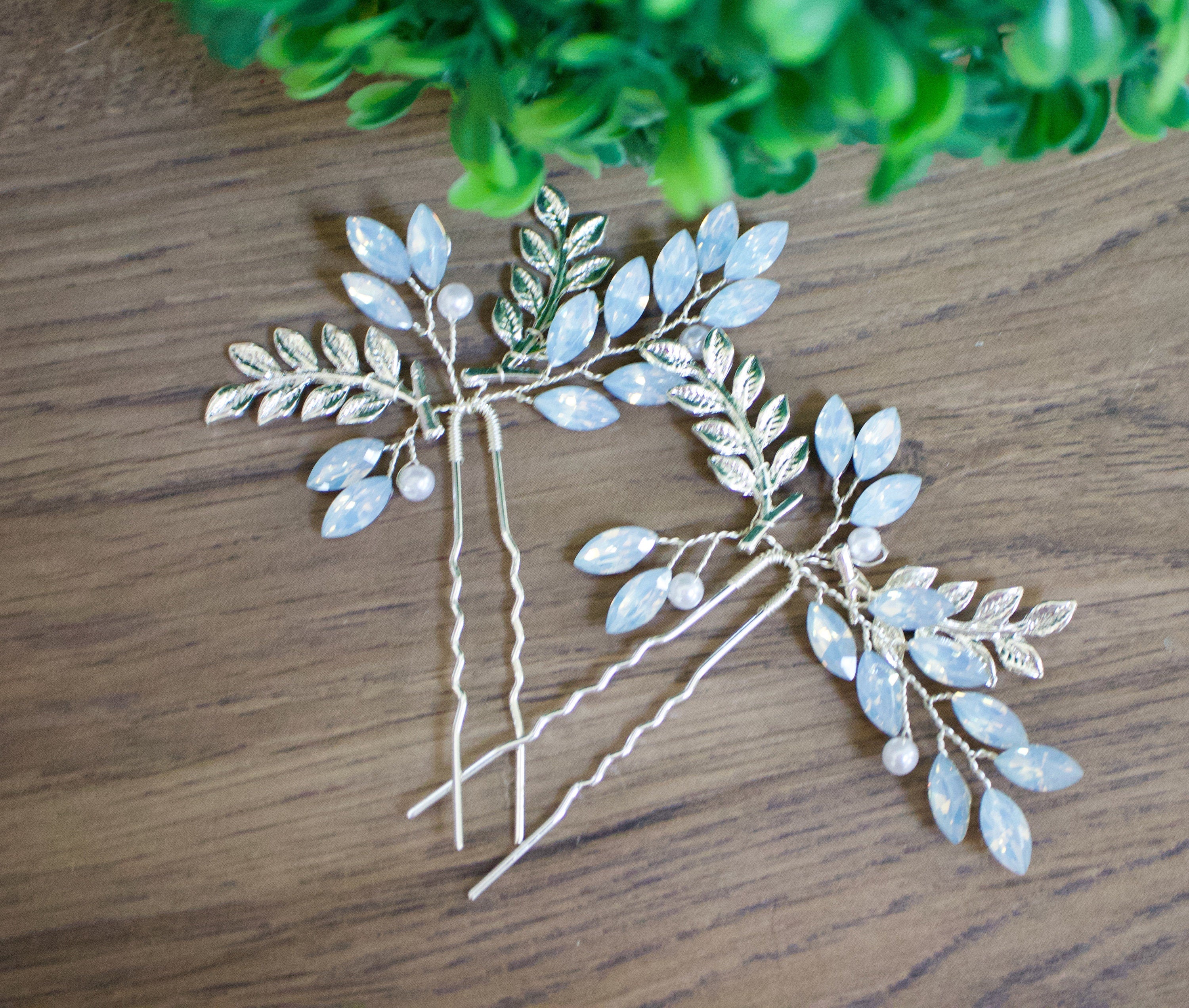 Bridal Hair Pin Something blue Bridal Hair pin Bridal Wedding Hair Accessories Something blue Hair pins Silver Bridal Hair Accessories