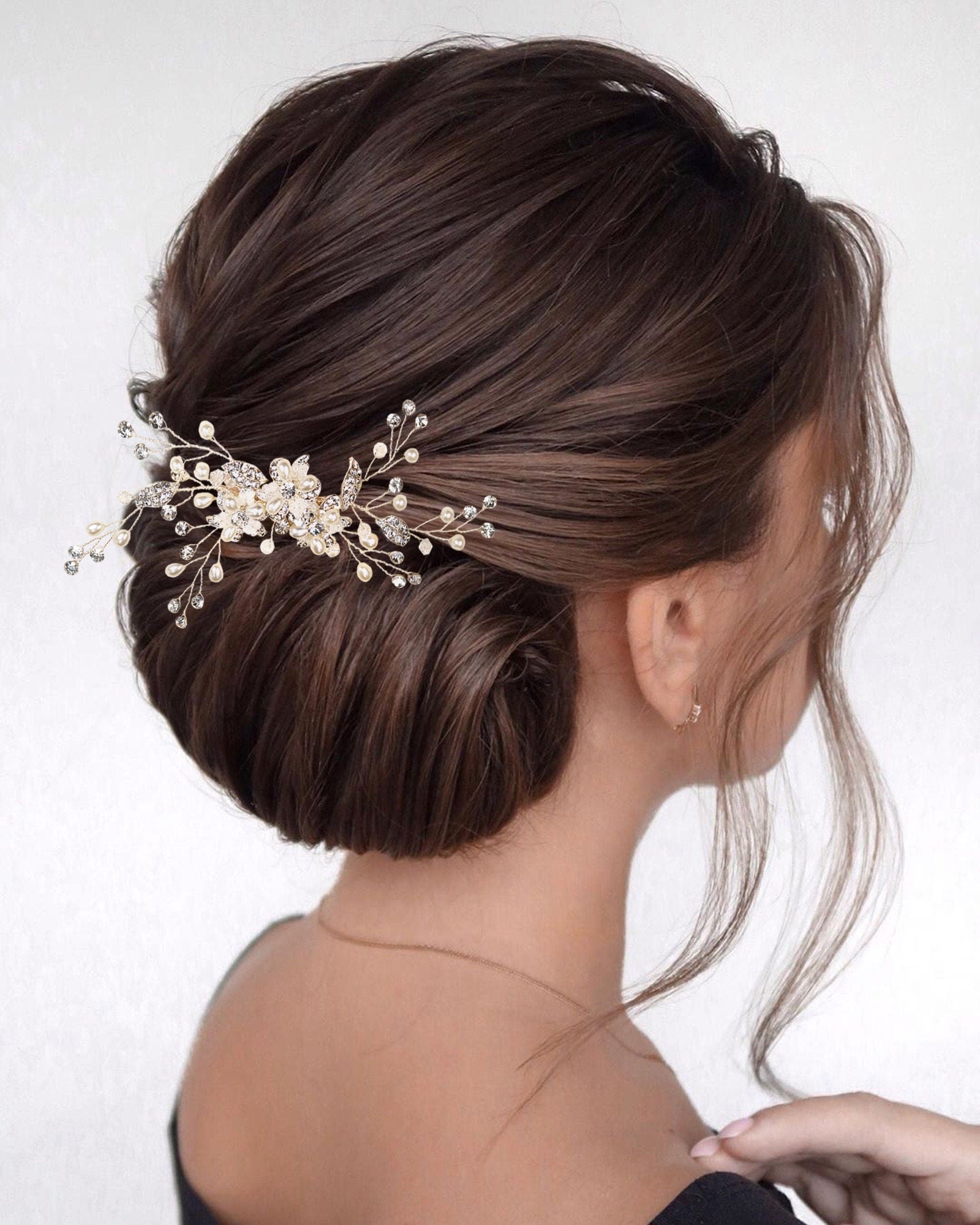 Floral Hair Comb Crystal Bridal Hair Comb Floral Bridal Hair Accessory Pearl Hair Comb Bridal Hair Piece Wedding Hair Accessory
