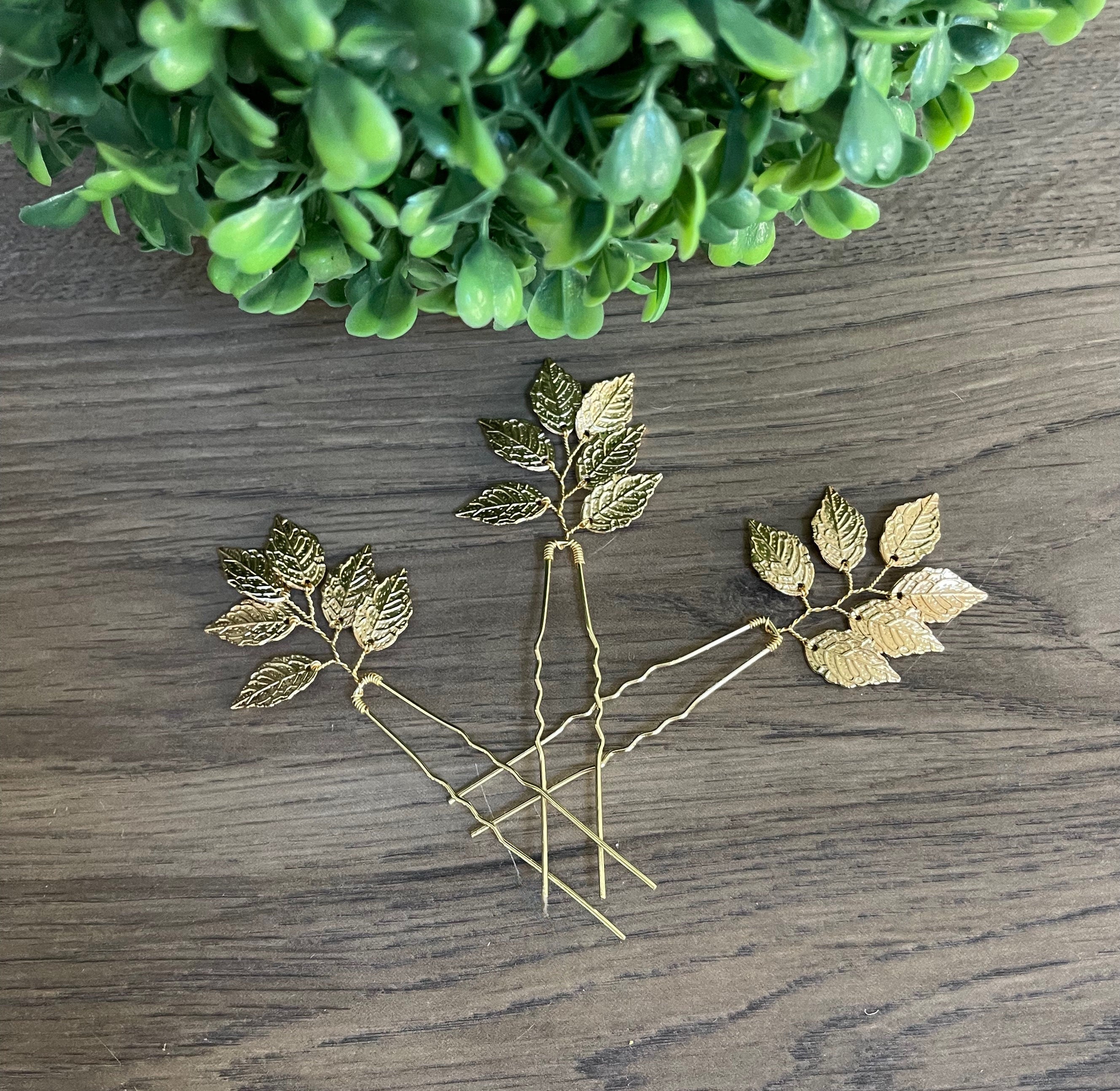 Leaf Hair pins Leaf hair piece Bridal hair pins Gold Bridal hair pins Wedding hair pins Bridesmaids hair pins Leaf hairpins