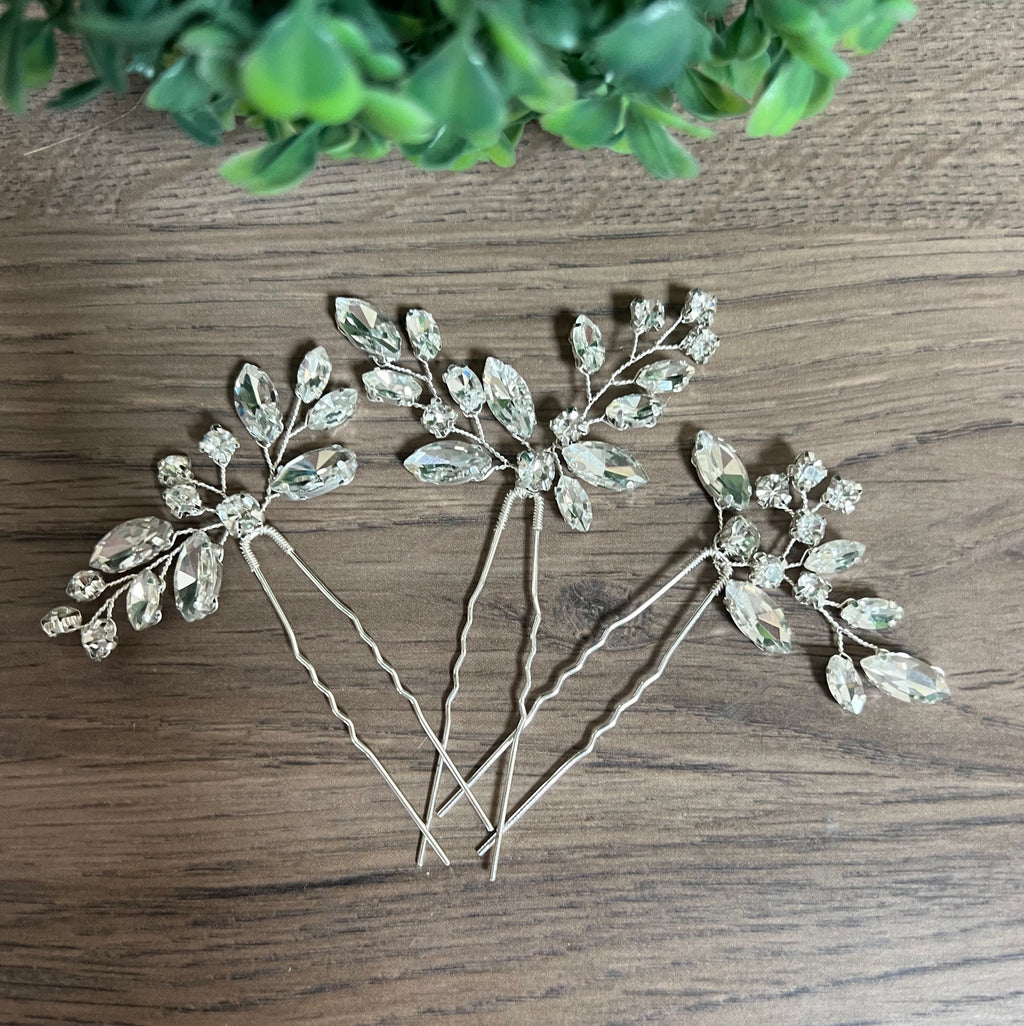 Crystal Hair pins Bridal hair pins Crystal Wedding hair pins Gold Bridal hair pins Silver Wedding hair pins Bridesmaids hair pins Crystal