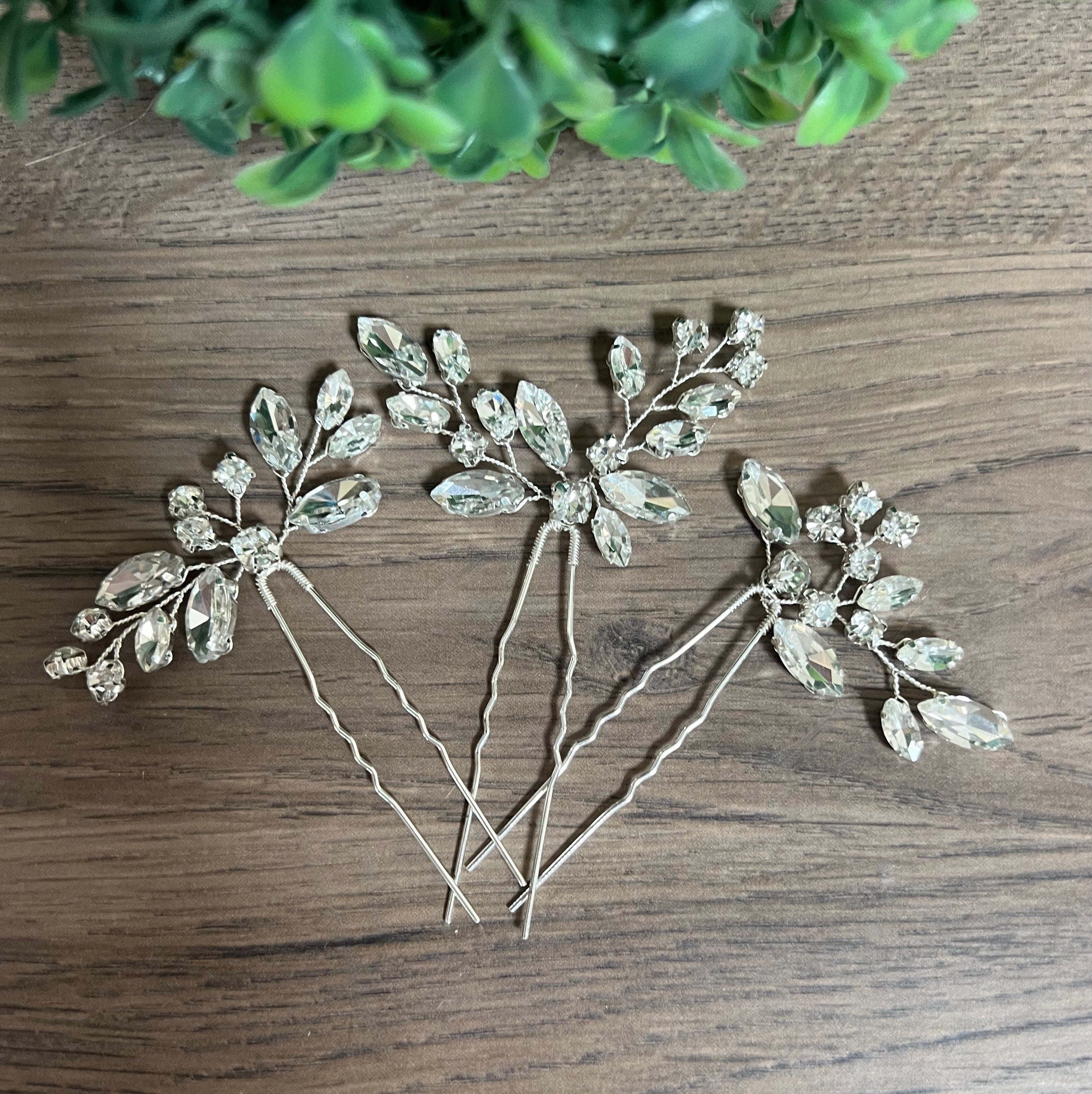 Crystal Hair pins Bridal hair pins Crystal Wedding hair pins Gold Bridal hair pins Silver Wedding hair pins Bridesmaids hair pins Crystal