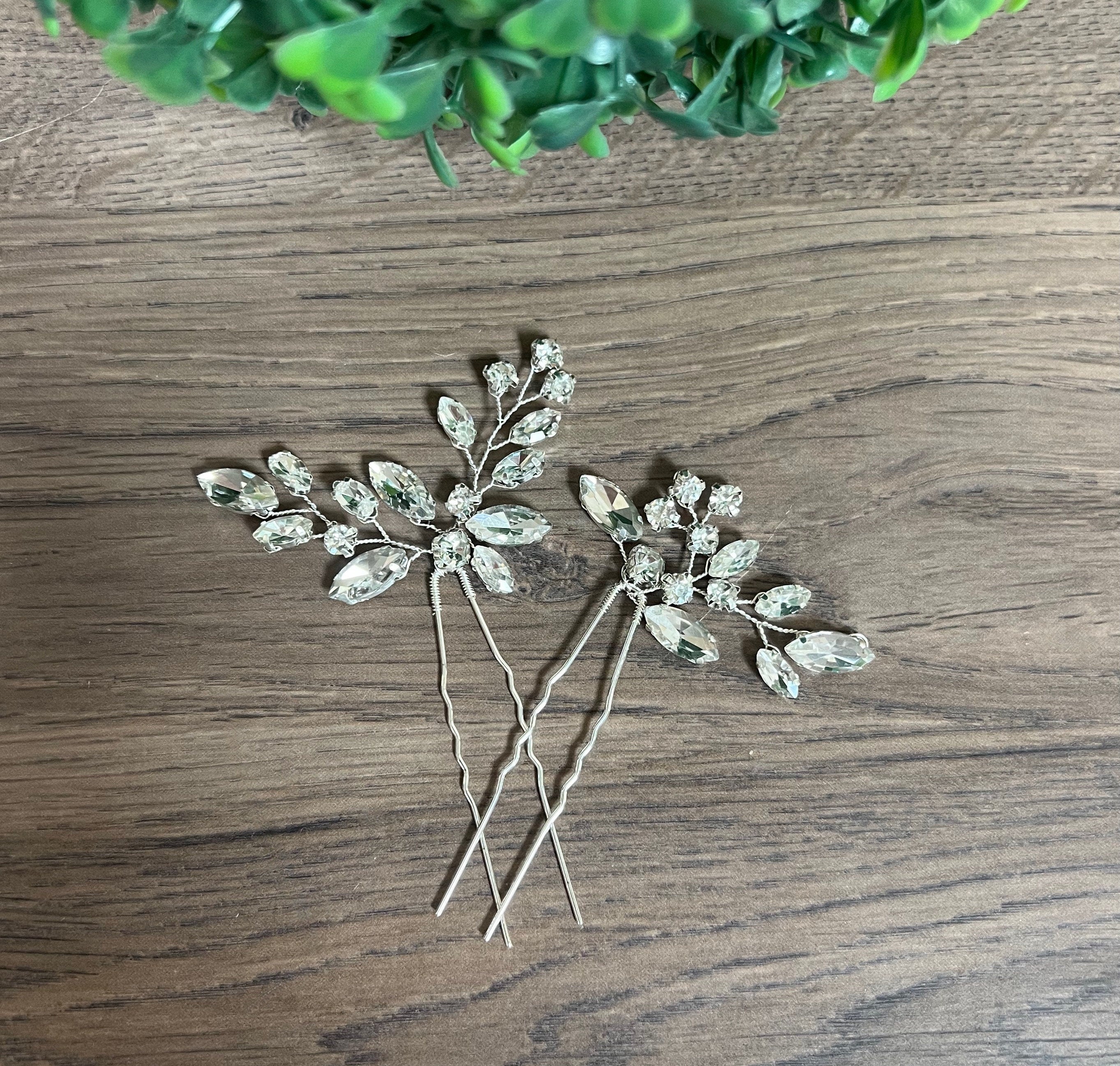 Crystal Hair pins Bridal hair pins Crystal Wedding hair pins Gold Bridal hair pins Silver Wedding hair pins Bridesmaids hair pins Crystal
