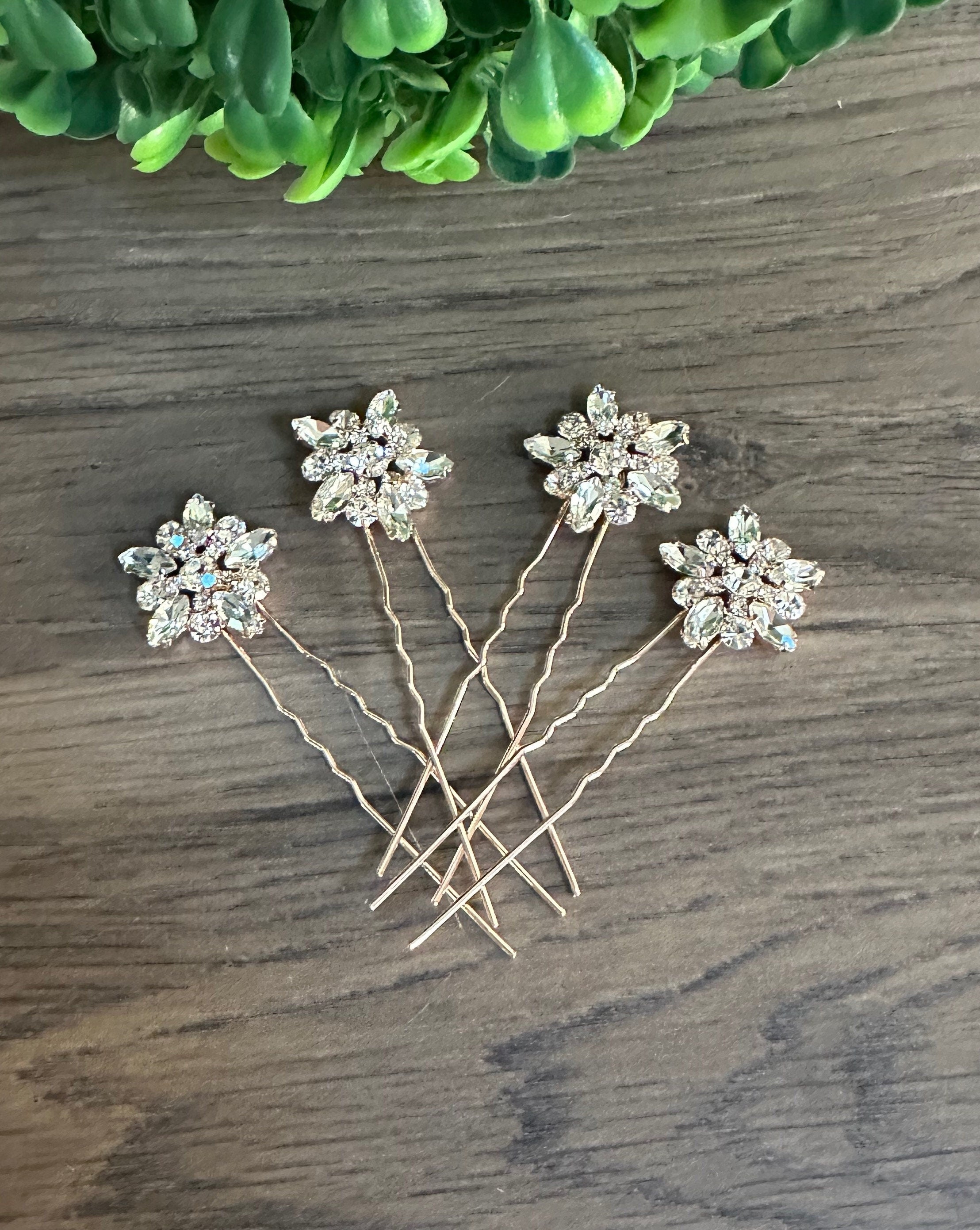 Crystal Hair pins Bridal hair pins Crystal Wedding hair pins Gold Bridal hair pins Silver Wedding hair pins Bridesmaids hair pins Crystal