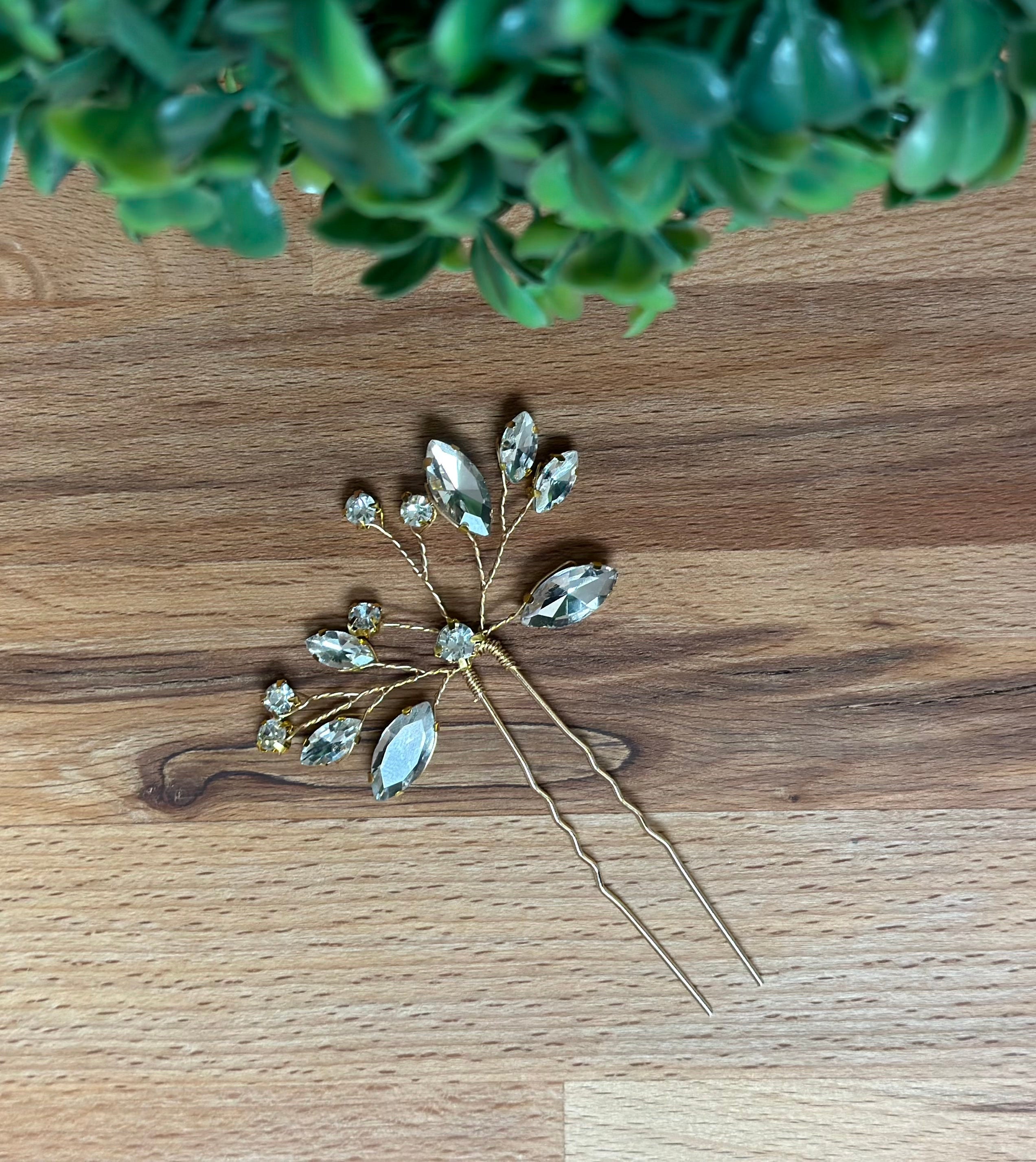 Crystal Hair pins Bridal hair pins Crystal Wedding hair pins Gold Bridal hair pins Silver Wedding hair pins Bridesmaids hair pins Crystal
