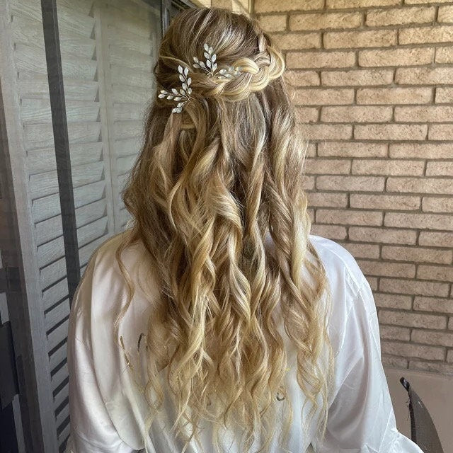 Crystal Hair Pins Something blue Bridal Hair pins Bridal Wedding Hair Accessories Something blue Hair pins Bridesmaids Gift Silver Hair Pins