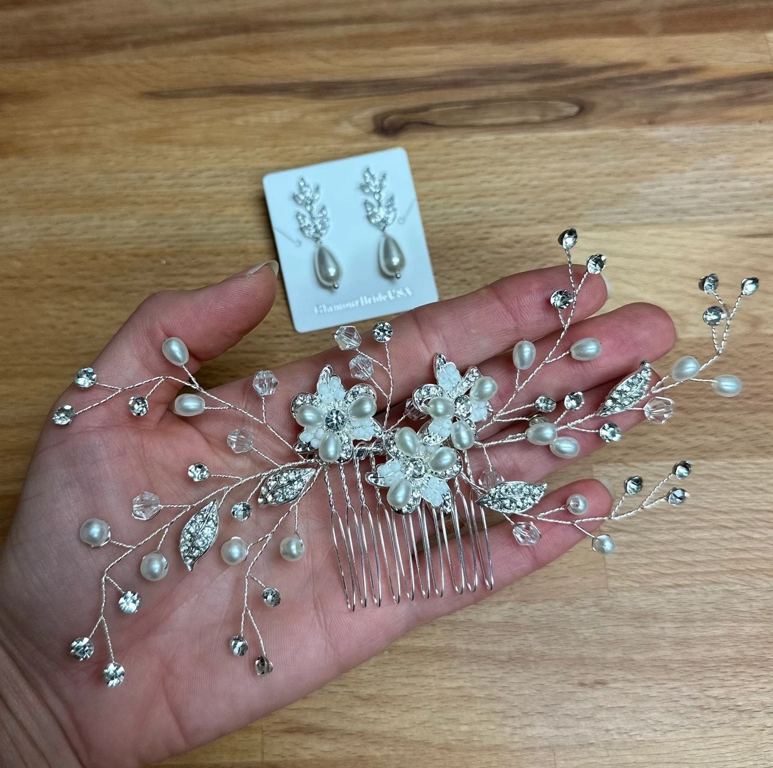 Floral Hair Comb Crystal Bridal Hair Comb Floral Bridal Hair Accessory Pearl Hair Comb Bridal Hair Piece Wedding Hair Accessory