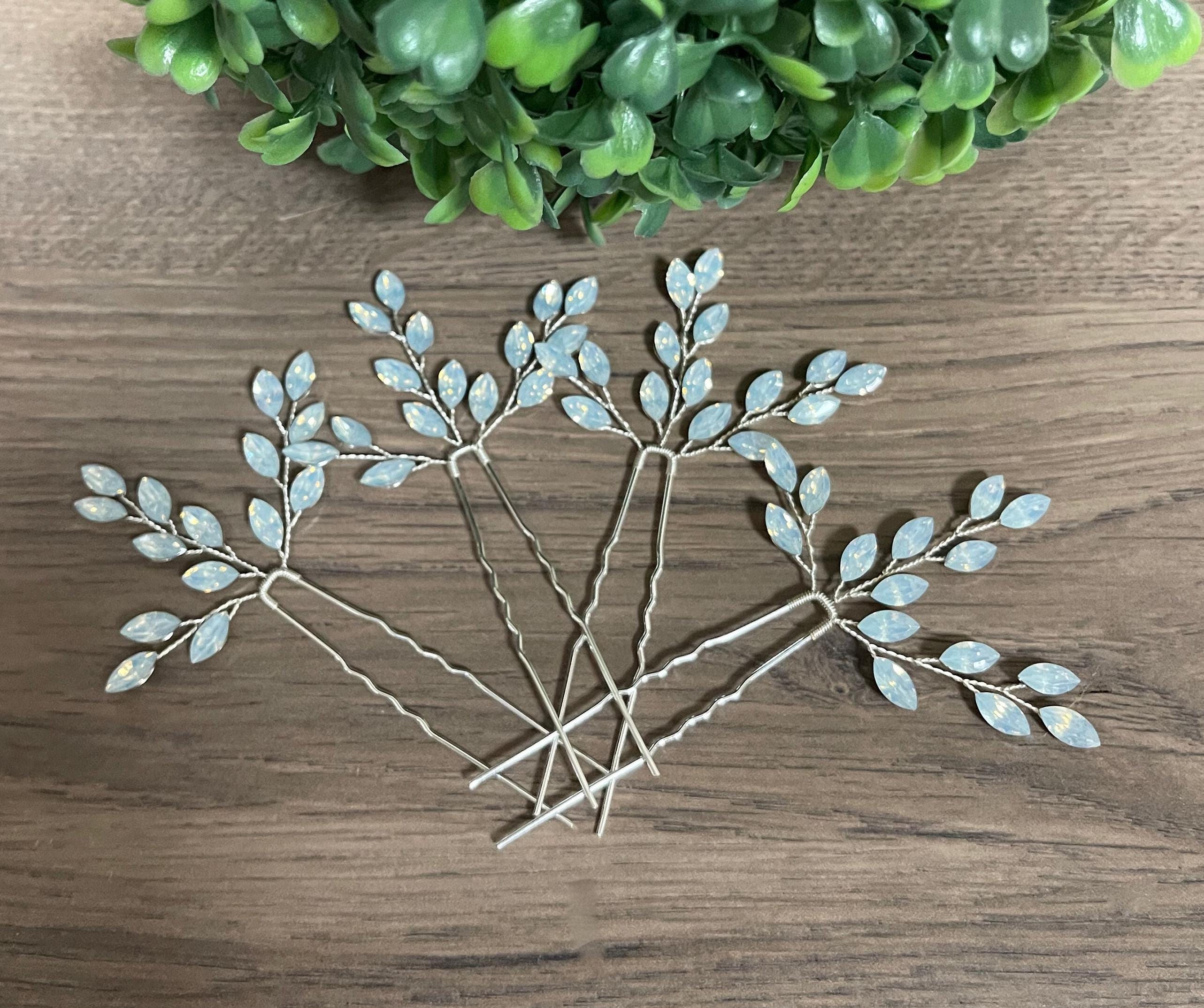Crystal Hair Pins Something blue Bridal Hair pins Bridal Wedding Hair Accessories Something blue Hair pins Bridesmaids Gift Silver Hair Pins