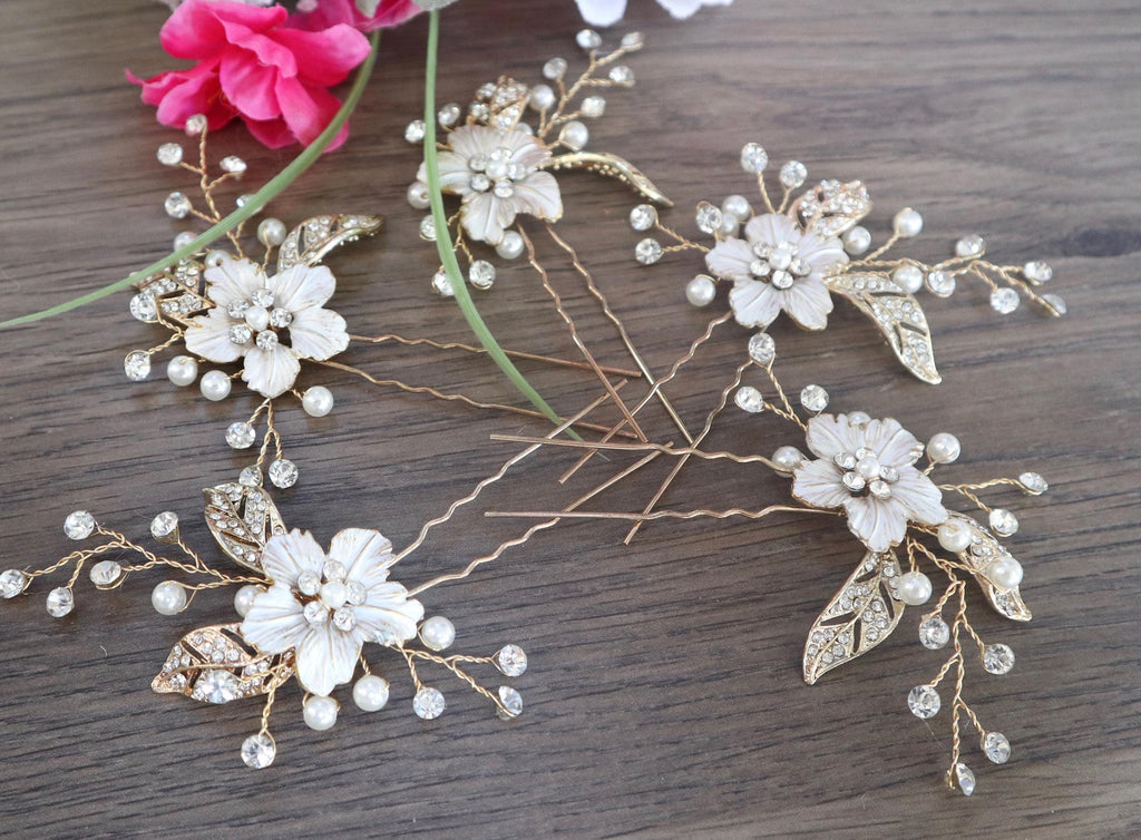 Wedding Hair Accessory Floral Bridal Hair Accessory Bridal Hair pins Floral Bridal Hair piece Bridal Hair Jewelry Bridesmaids Hair Pins