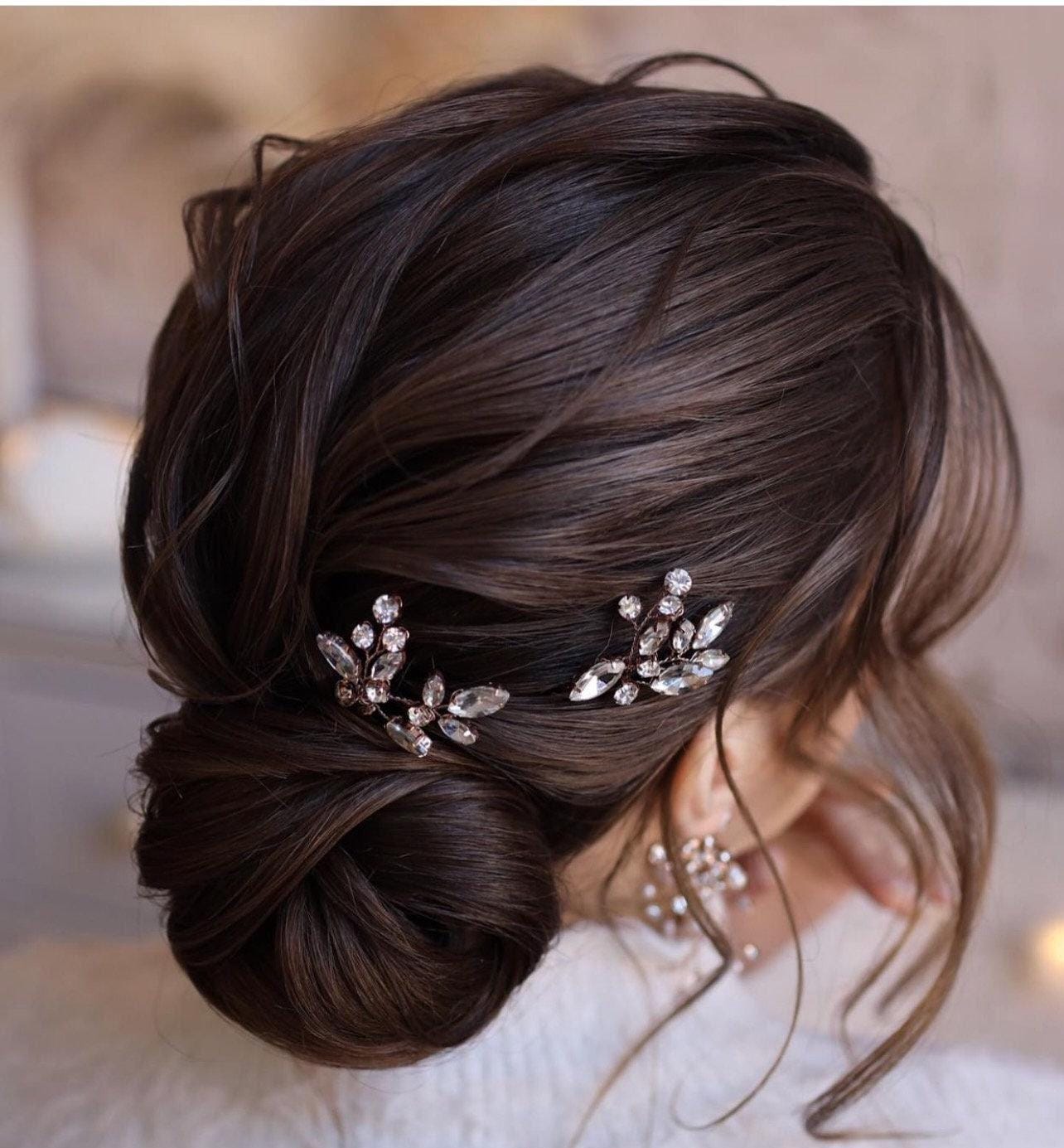 Crystal Hair pins Bridal hair pins Crystal Wedding hair pins Gold Bridal hair pins Silver Wedding hair pins Bridesmaids hair pins Crystal